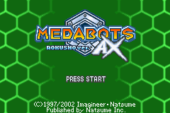 Medabots AX - Rokusho Version Title Screen